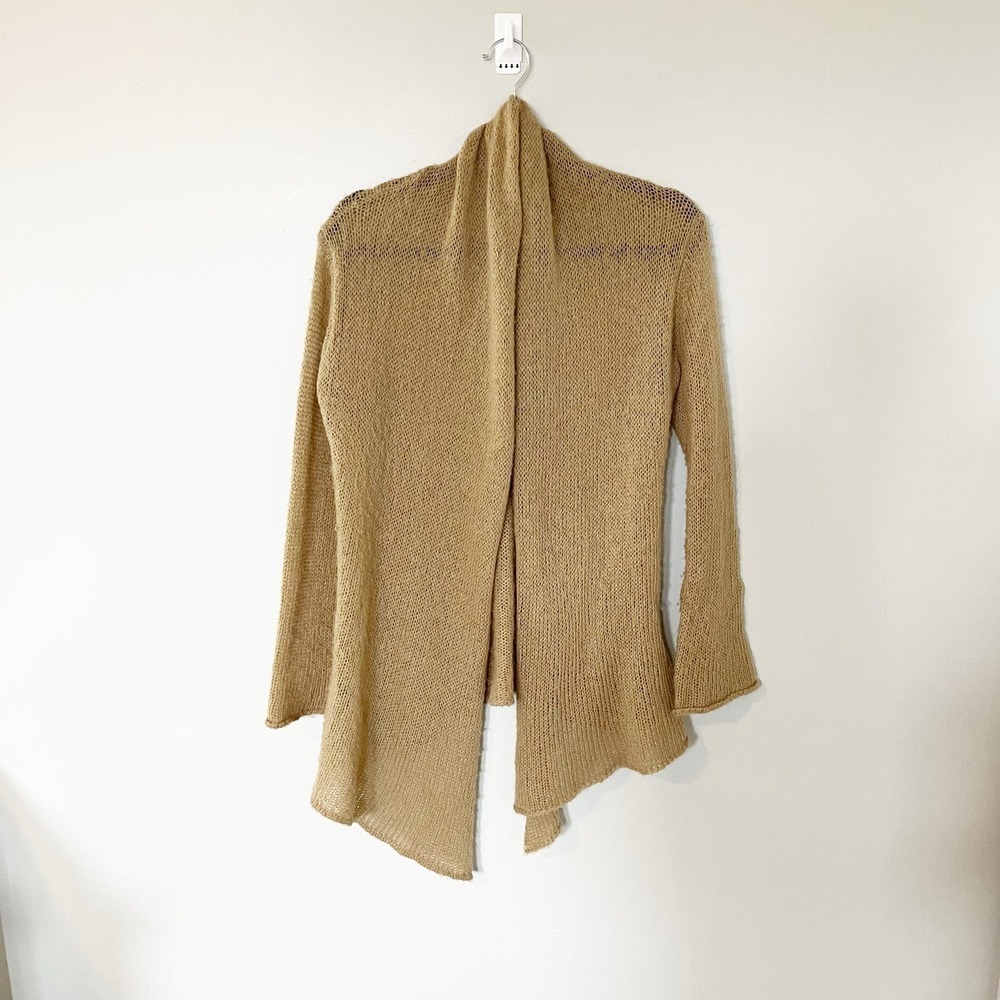 Wooden ships tan mohair wool acrylic blend open cardigan small/medium
